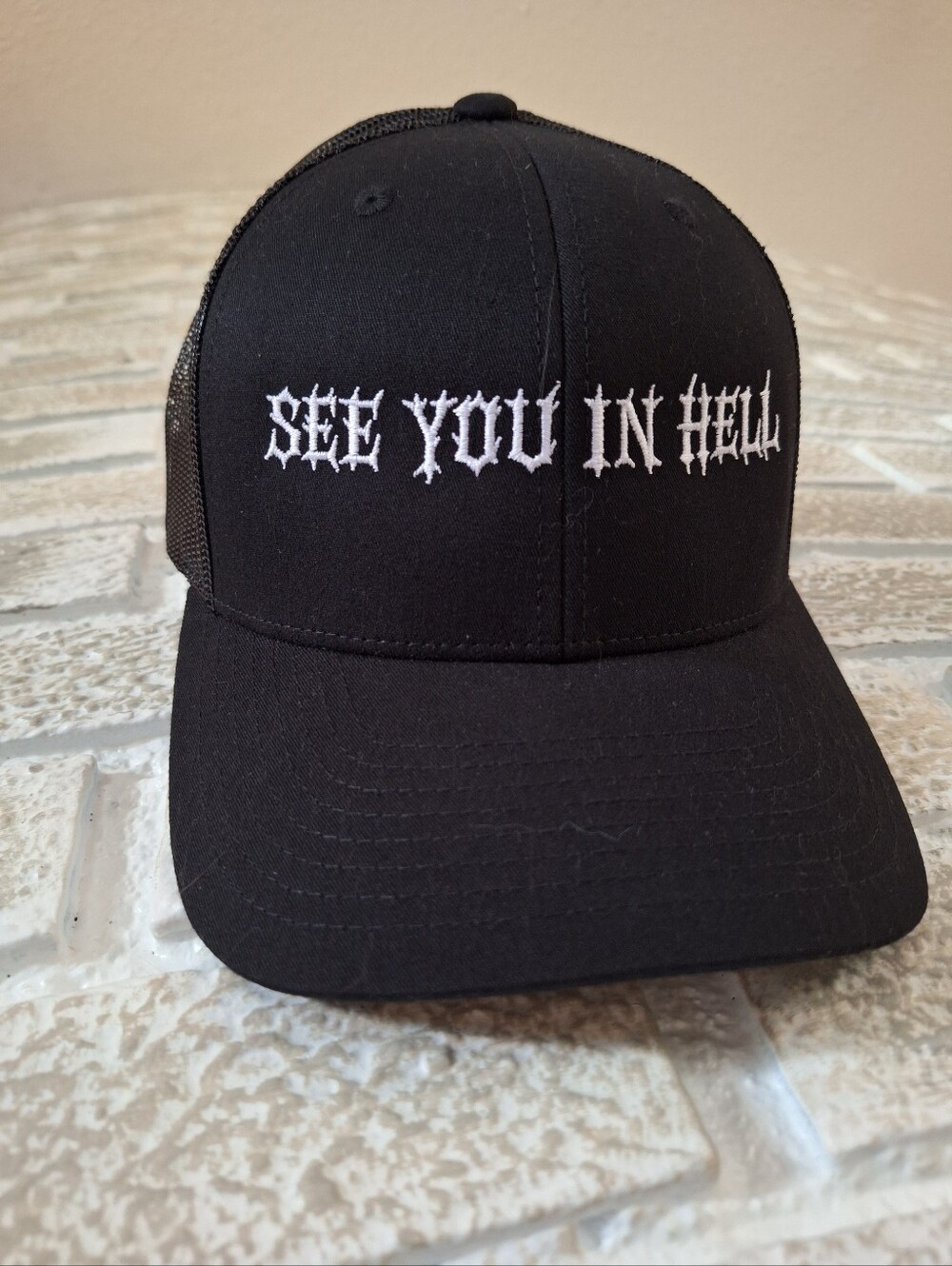 SEE YOU IN HELL Trucker Cap - Black Snapback